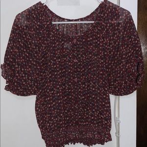 Burgundy crop top blouse